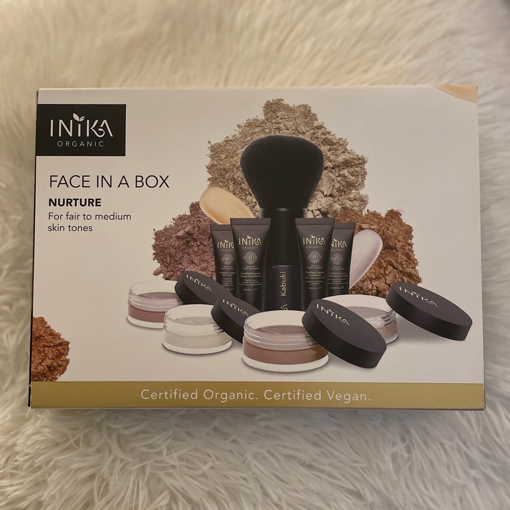 Inika Organic FACE IN A BOX kit for fair to medium skin tones